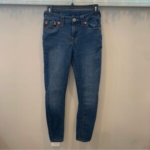 True Religion Jeans Jennie Curvy Mid Rise Skinny Blue Denim Women's Size 26